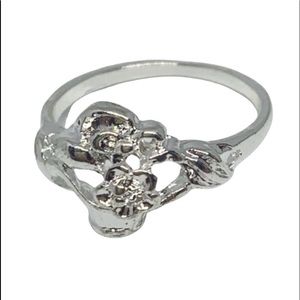 New Stamped Solid 925 Sterling Silver Boho Flower Basket Ring
